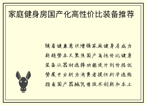 家庭健身房国产化高性价比装备推荐
