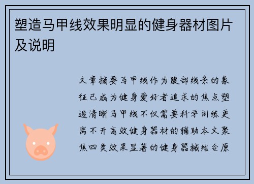 塑造马甲线效果明显的健身器材图片及说明